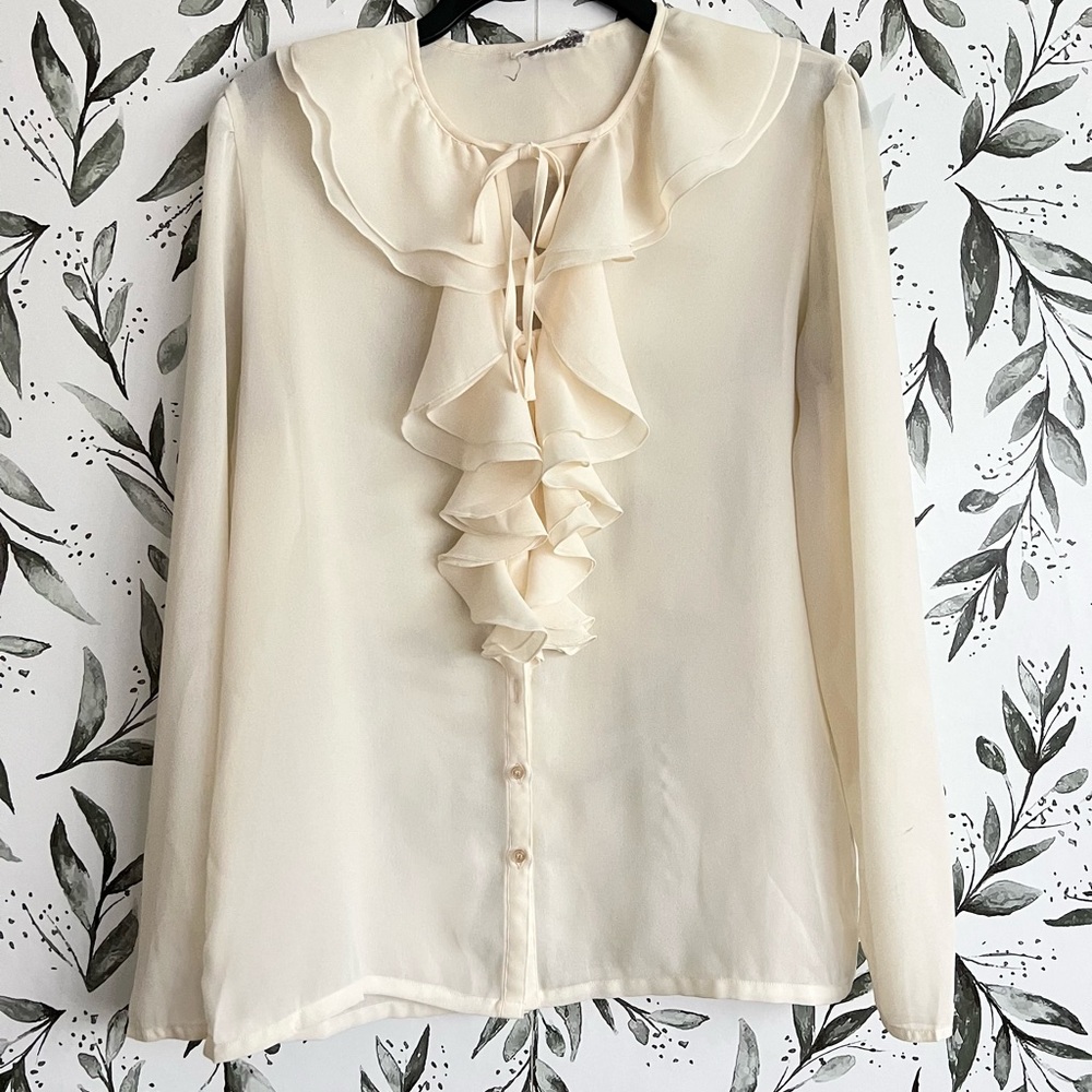 Hooper Associates vintage blouse ruffle design button down size 18